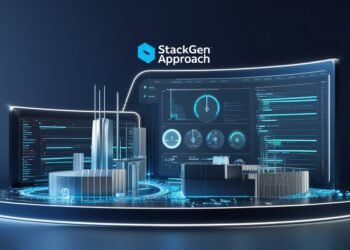 Interactive cloud infrastructure diagram showing application interdependencies, security layers, and generated IaC code output.