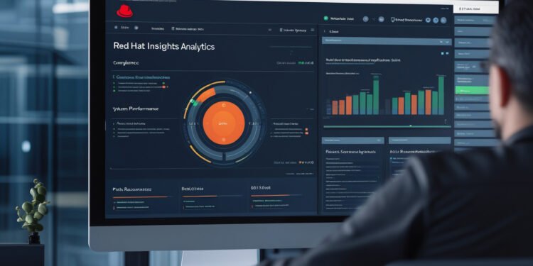 Illustration of Red Hat Insights platform detecting infrastructure risks and suggesting automated remediations.