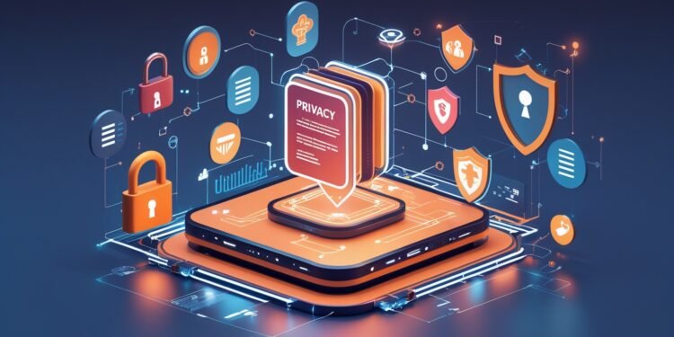 AI-driven systems balancing data privacy concerns, with a focus on secure, ethical data collection and compliance.