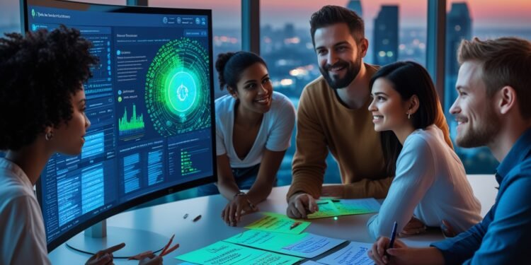 Team using AI-driven dashboards for automated incident response and product development.