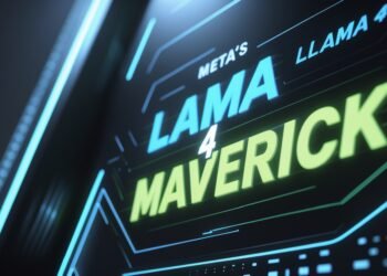 Digital AI leaderboard showing Meta’s Llama 4 Maverick near the top with a glitch or distortion effect.