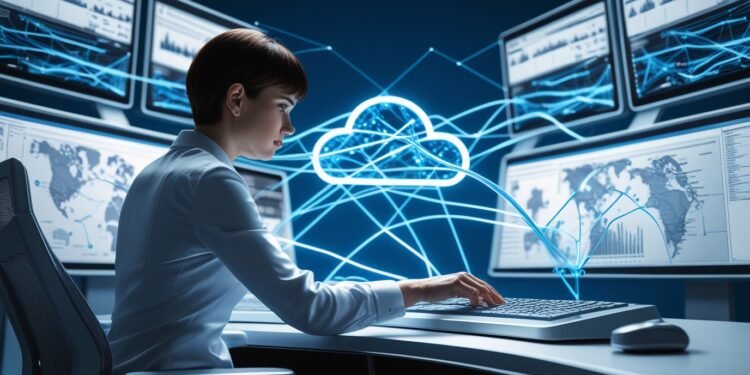 Multicloud architecture diagram showing AWS Direct Connect routing traffic across hybrid and cloud environments.