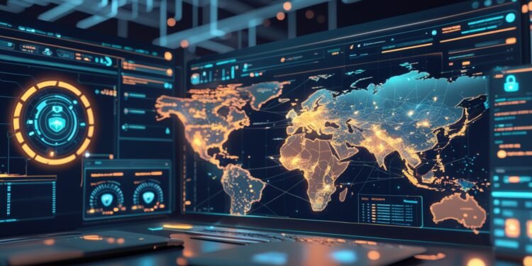 Cloud-native SIEM dashboard showing AI-powered threat detection