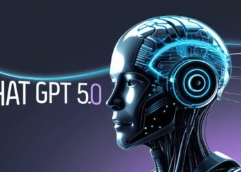 GPT-5 AI core concept illustration with futuristic interface overlays