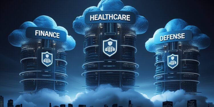 Futuristic vertical cloud architecture tailored to regulated industries like healthcare, defense, and finance