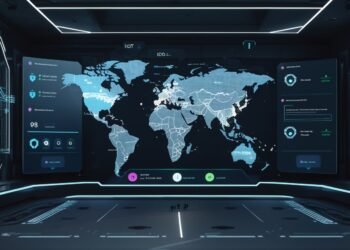 Futuristic IoT security automation dashboard for real-time device onboarding and certificate management