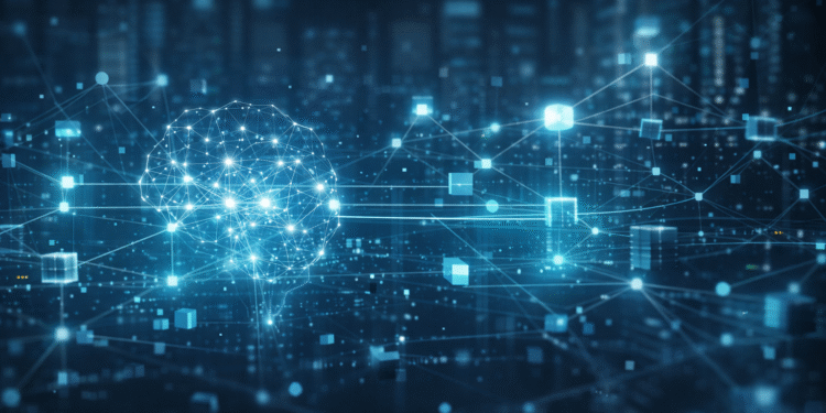 Agentic AI systems visualized as autonomous data flows in enterprise software