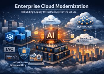 Enterprise cloud modernization infrastructure designed to support AI-driven workloads in a scalable hybrid cloud environment