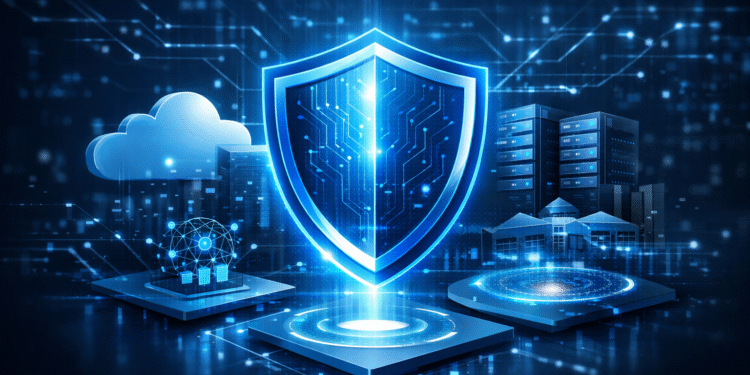 AI-native security shield protecting cloud infrastructure from autonomous cyber threats