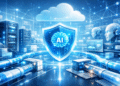 AI cloud infrastructure protected by digital security shield showing risks from misconfigurations