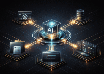 Modern AI integration concept showing Model Context Protocol connecting tools data and workflows
