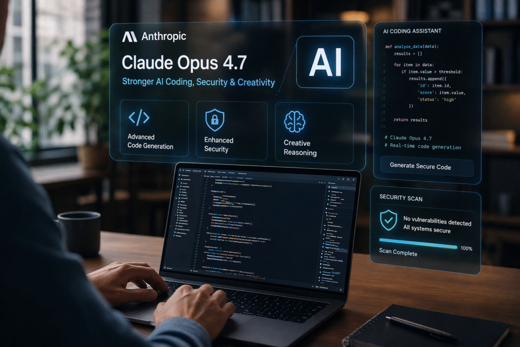 Claude Opus 4.7 AI coding assistant improving security and developer productivity