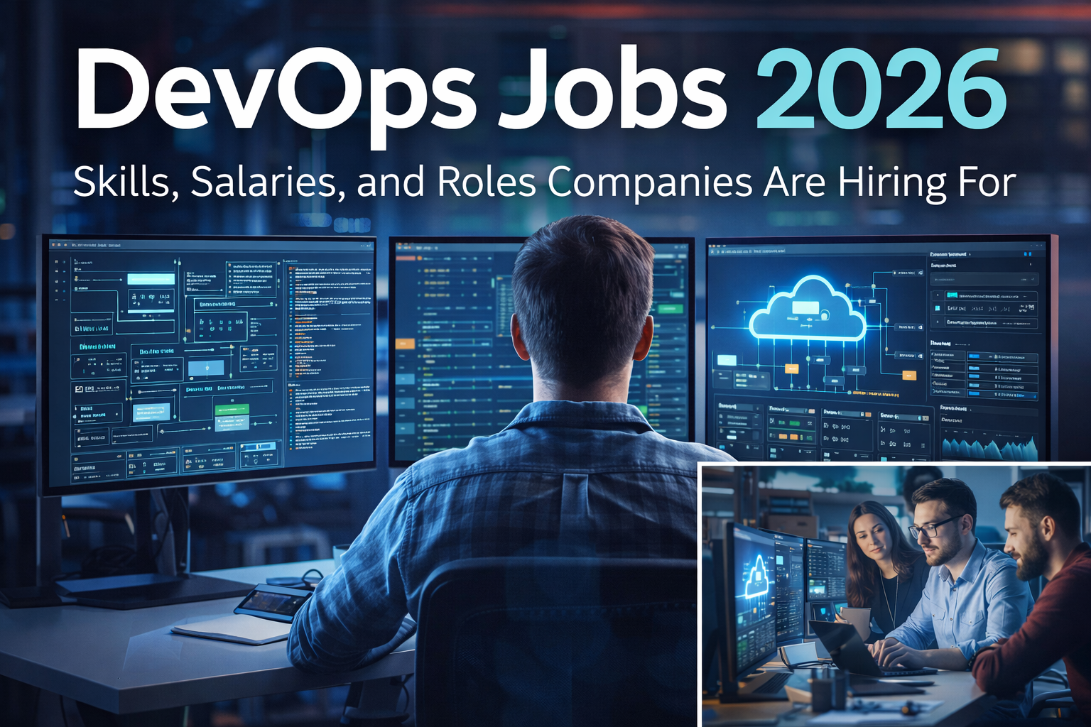 DevOps jobs 2026 showing engineer working with cloud infrastructure and automation tools