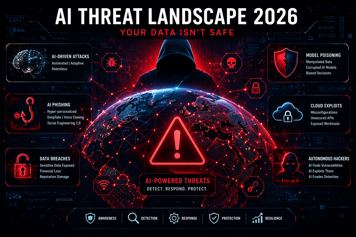 AI threat landscape 2026 cybersecurity attack visualization