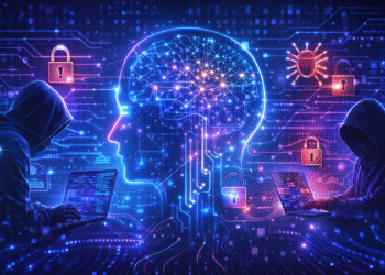 AI security risks 2026 cybersecurity threats and AI attack vectors illustration