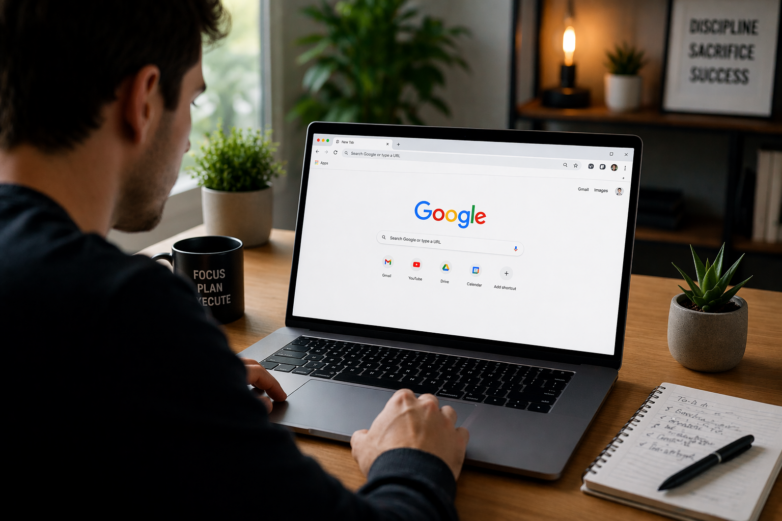 AI prompts Chrome tools workflow on laptop using Google Chrome browser