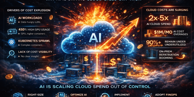 Cloud cost explosion caused by AI workloads visualization