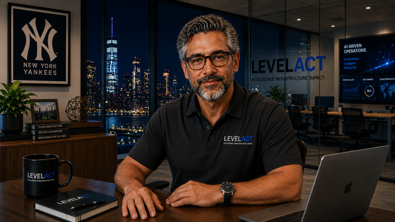 platform engineering expert in LevelAct office at night