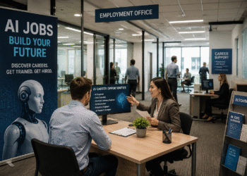AI Jobs 2026 employment office helping job seekers explore artificial intelligence careers and future technology jobs