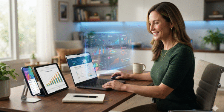 AI Personal Finance dashboard helping a homeowner manage budgeting, savings, investing, and financial planning with artificial intelligence