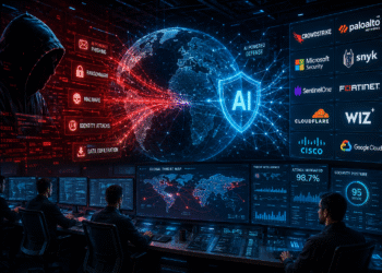 AI vs. Hackers cybersecurity operations center using artificial intelligence to stop cyberattacks in 2026.