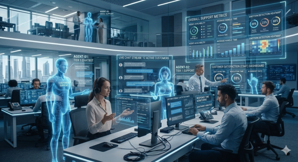 Enterprise AI agents automating DevOps, cloud operations, cybersecurity, and business workflows alongside human employees.