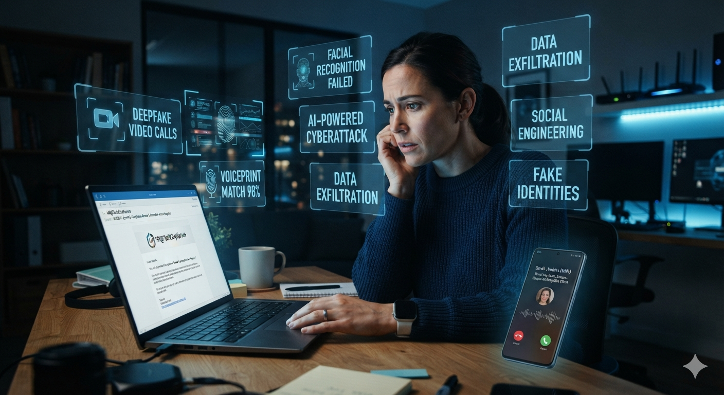 AI scams using phishing emails, voice cloning, and deepfake technology to target online users