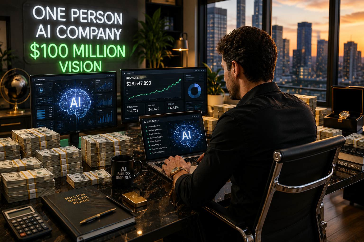 One Person AI Company entrepreneur using AI to build a $100 million business